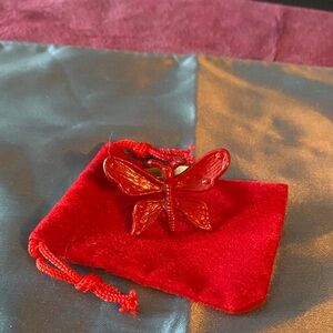 Unique Red Butterfly Brass Ring